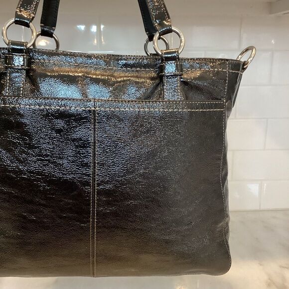 Coach Bag Purse Handbag Chelsea Black Patent Leather Shoulder Bag Pocketbook - Picture 6 of 15